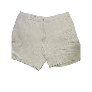Cubavera Men's Cargo Shorts Button Zip Fly Linen Cream Size 42